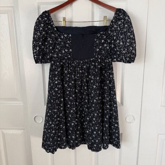 Maeve Babydoll Smocked Coquette Flowy Puff Square Off Shoulder Floral Dress 6 - Picture 5 of 8